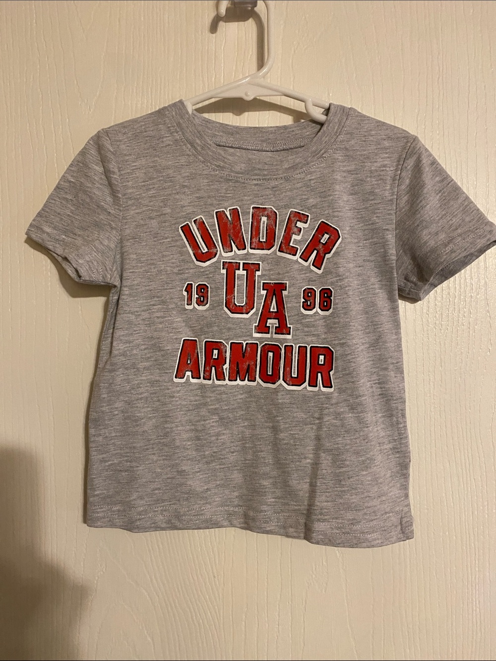 Under Armour Gray Tee with Red UA Lettering